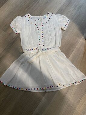 Lola + The Boys White Dress with Multicolor Gem Accents